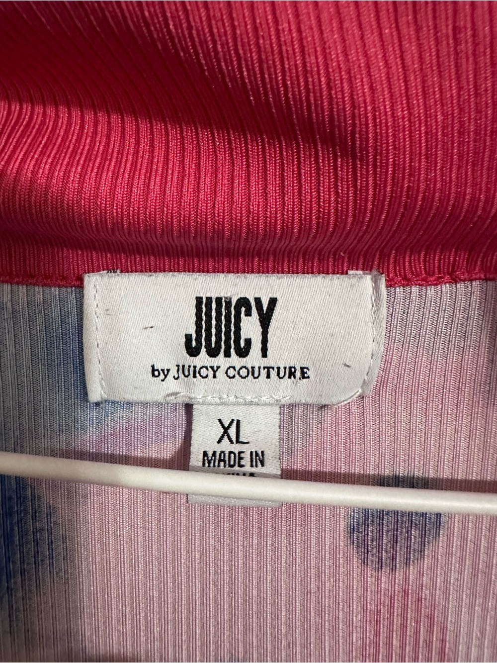 Juicy Couture Floral Polo Dress XL fit L Pink Blue Stretch Ribbed Casual Preppy - Picture 7 of 10